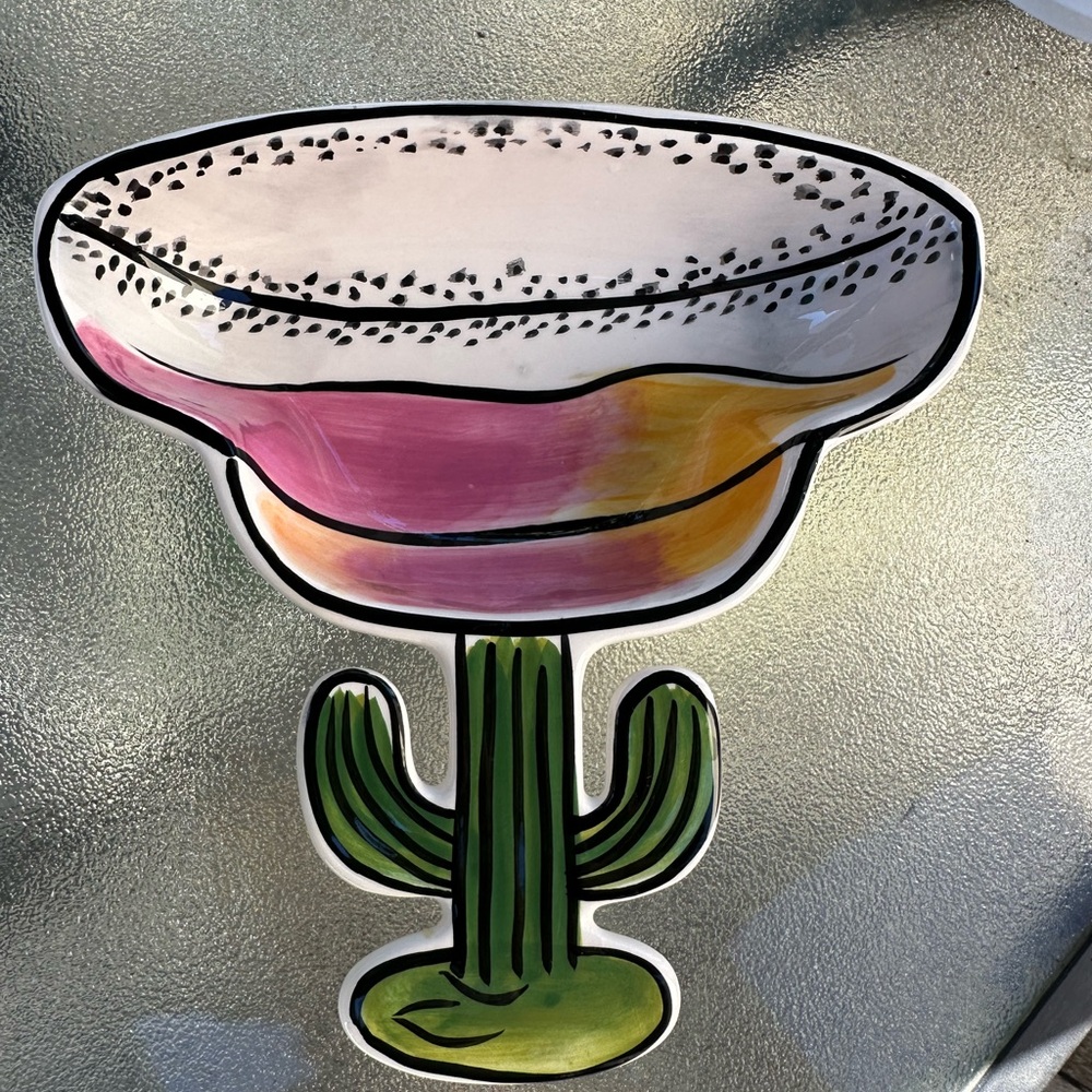 Clay‎ Art Margarita Cactus shaped Condiment Server/Bowl
